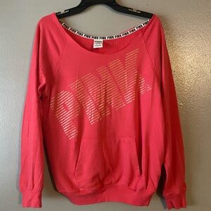 PINK Victoria's Secret Red Crew Neck Sweater with Sparkle